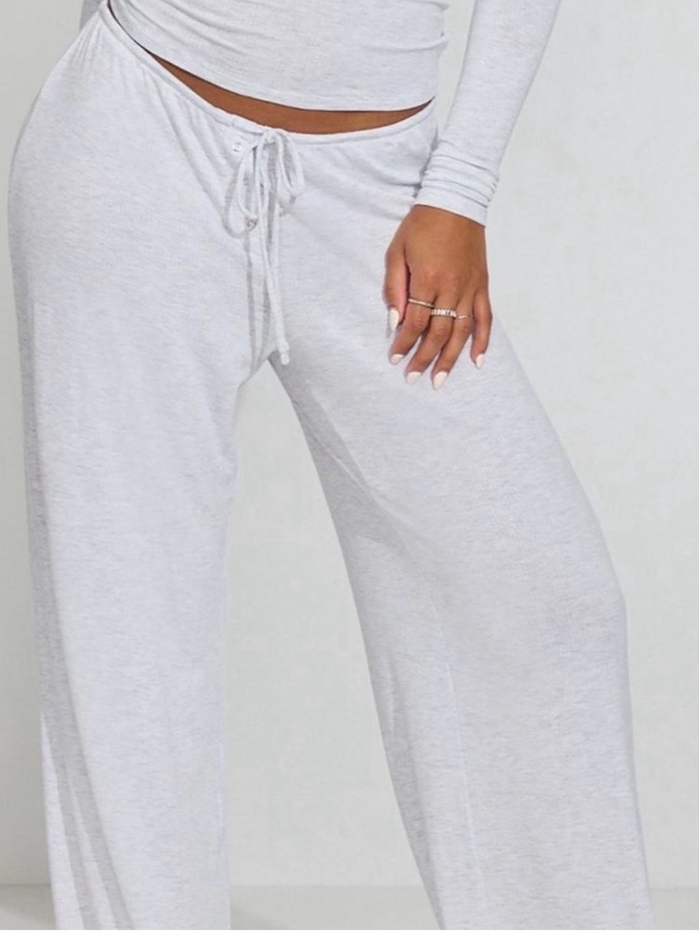 Garage Light Gray Wide-Leg Drawstring Pants